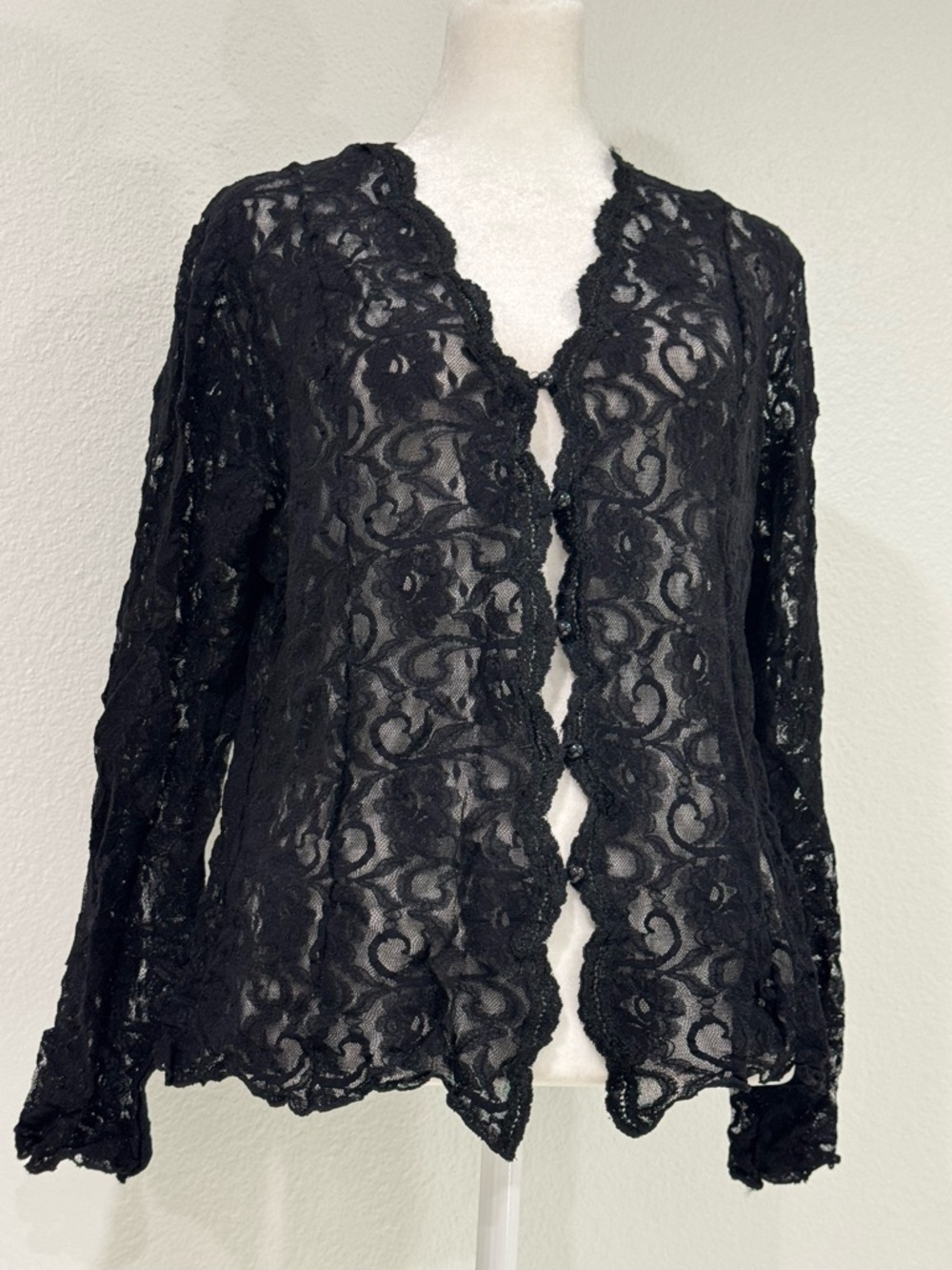 Romantic Moods Y2K Lace Layering Top Cardigan Sz M Romantic Fairy Long Sleeve